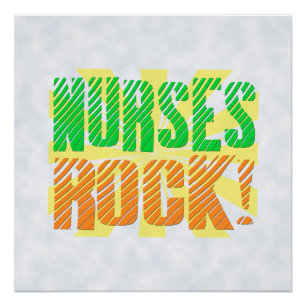 Poster Infirmières Rock, Orange/Green Fun Nurse