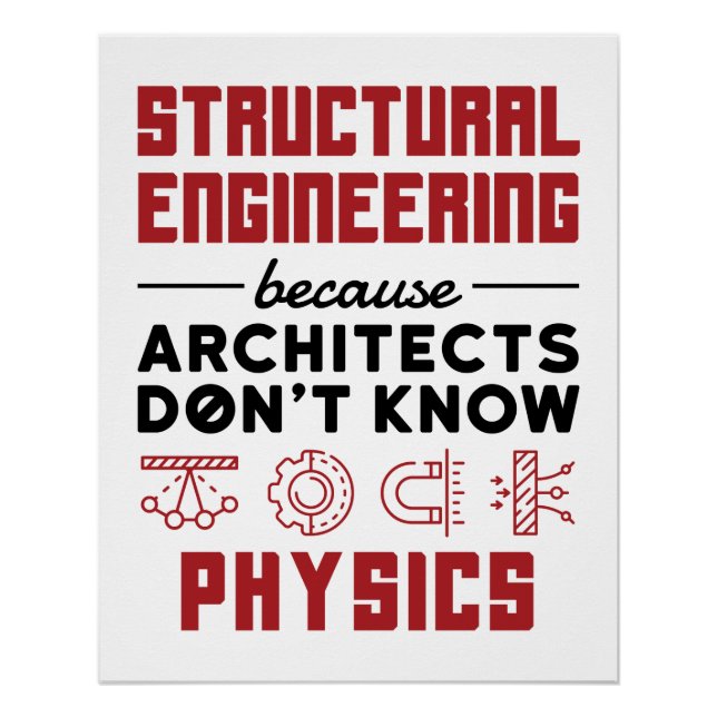 Poster Ingénierie des structures Citation sarcastique de  (Devant)