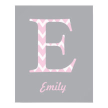 Poster initial "E" personnalisé Chevron Pink Nom