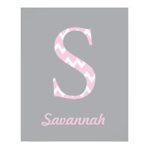 Initial S" Personnalisé Chevron Pink Baby Name