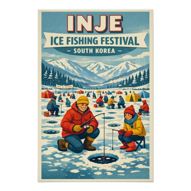 Poster Inje Ice Fishing Festival in Korea travel (Devant)
