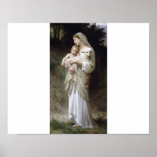 Poster Innocence Bouguereau Madona peinture d'agneau infa