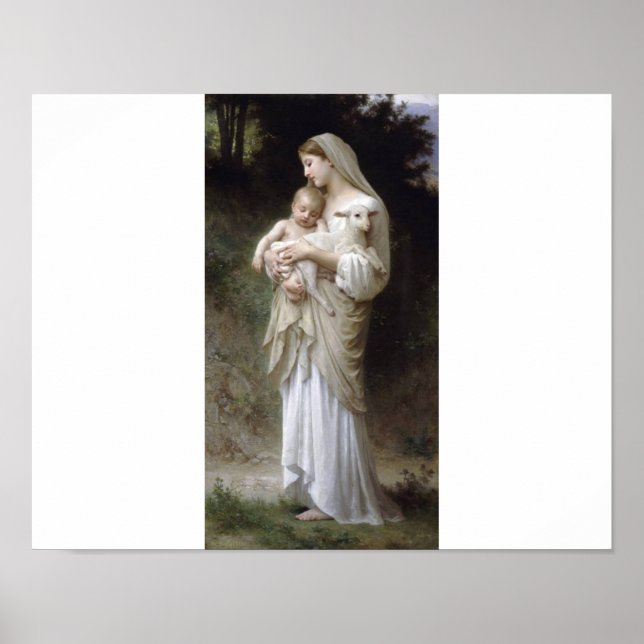 Poster Innocence Bouguereau Madona peinture d'agneau infa (Devant)