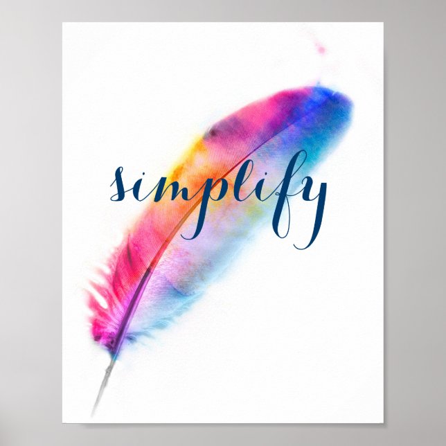 poster inspirant simplifier l'art coloré plume (Devant)