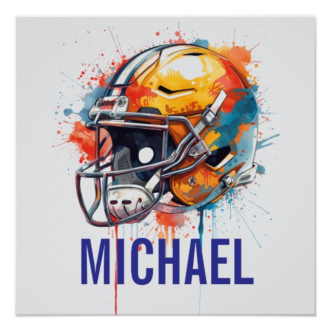 Poster Inspirational Motivational Football Helmet Name (Devant)