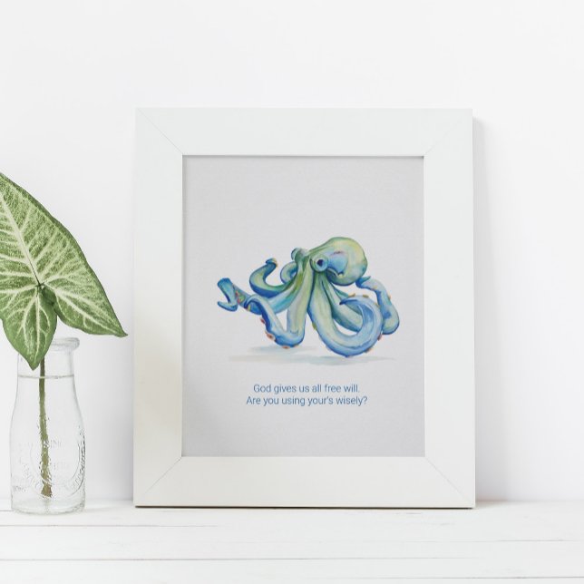 Poster inspiré de charme de l'aquarelle Octopus (Créateur téléchargé)