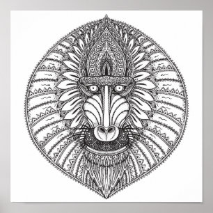 Poster Inspired Baboon Face 2