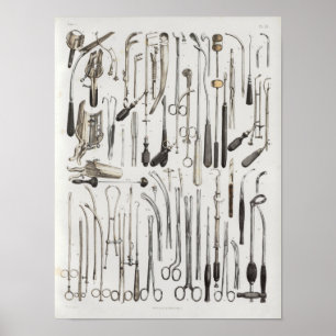 Poster Instruments Médicales chirurgicaux Anatomie Vintag