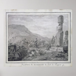 Poster Insulaires et monuments de l'île de Pâques, 1786