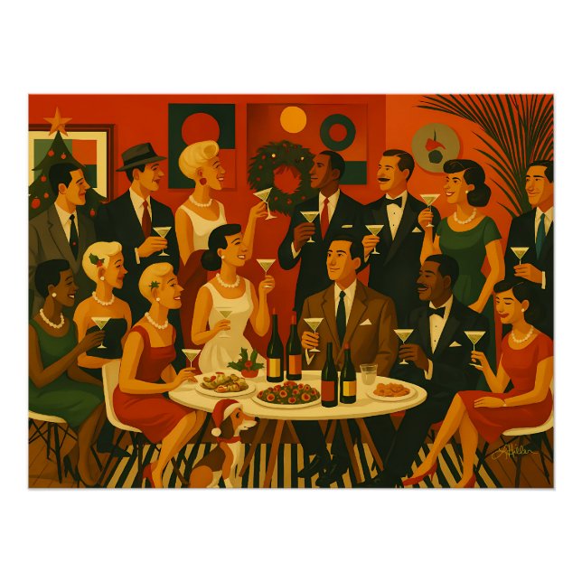 Poster Intellectuels de Martini de Noël Moderne du Milieu (Devant)