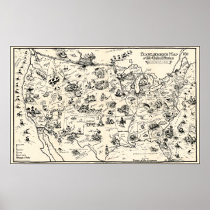 Poster INTERDICTION BOOTLEGGERS MAP des États-Unis 1926