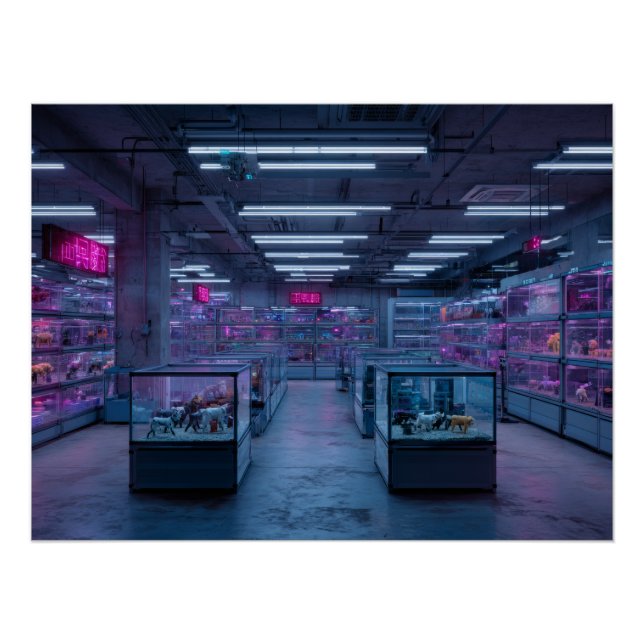 Poster Intérieur de cyber arcade violet néon (Devant)