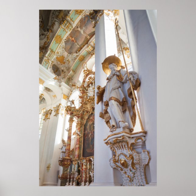 Poster Intérieur de l'église rococo bavaroise (Devant)