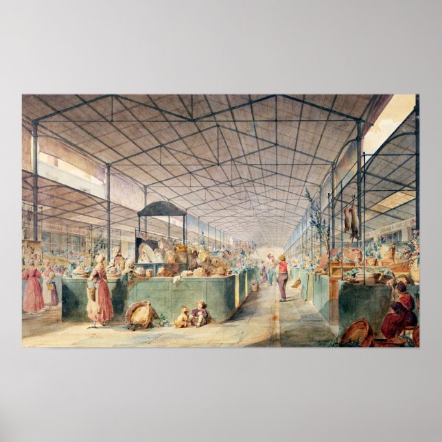 Poster Intérieur des Halles, 1835 (Devant)