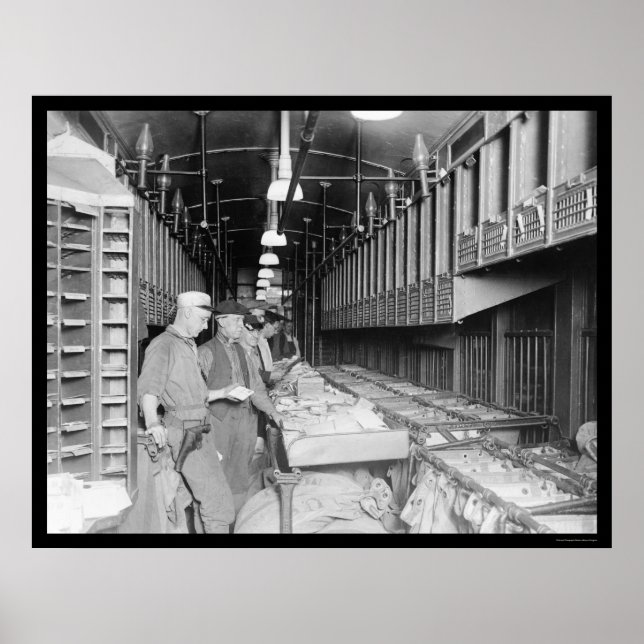 Poster Intérieur d'un train de courrier 1910 (Devant)