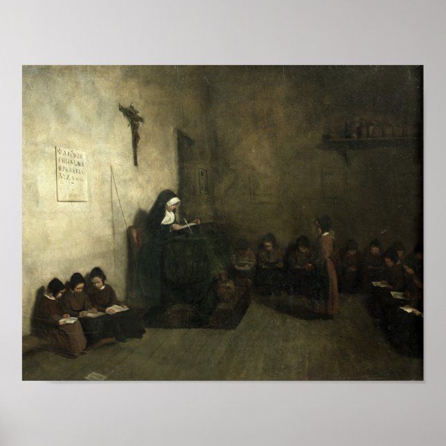 Poster Intérieur d'une école pour filles orphelines, 1850 (Devant)