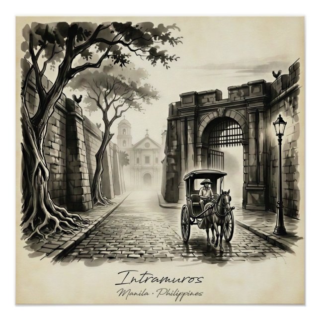 Poster Intramuros Manila Kalesa Patrimoine  (Devant)
