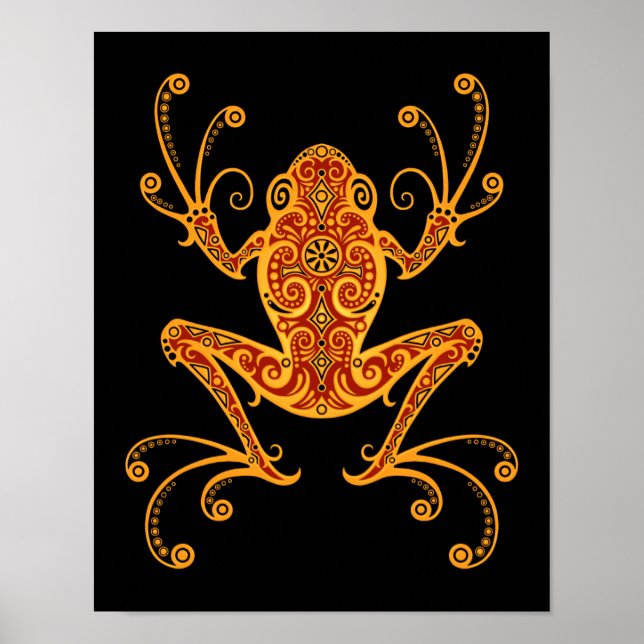Poster Intricate Red and Yellow Tree Frog (Devant)