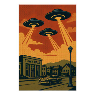 Poster Invasion Alien Pop Art MCM