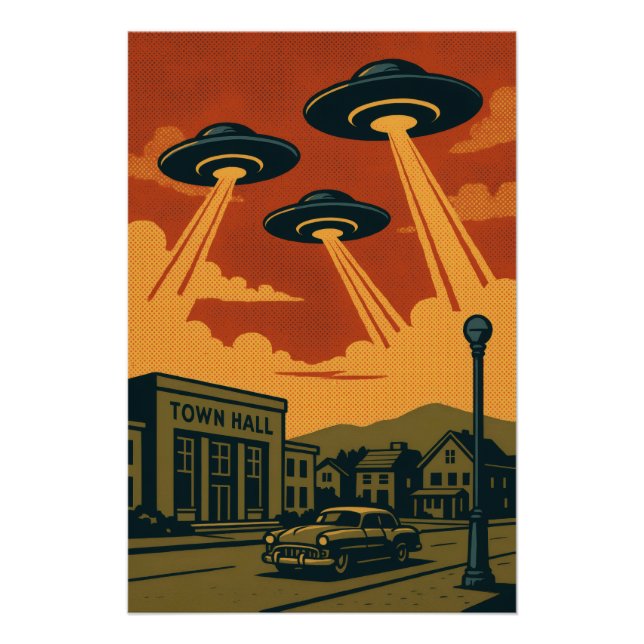 Poster Invasion Alien Pop Art MCM (Devant)