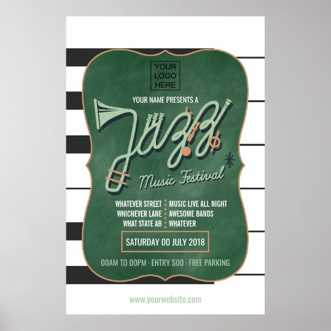 Poster Invitation au Festival de Musique Jazz avec logo s (Devant)