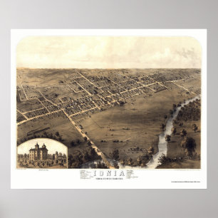Poster Ionia, MI Carte panoramique - 1868