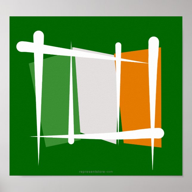 Poster Ireland Brush Flag (Devant)
