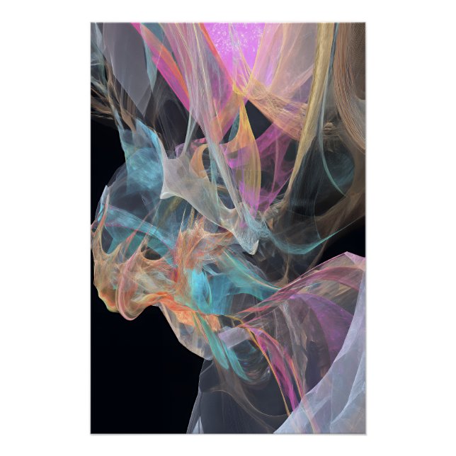 Poster Iridescent Thread Vortex Teal Magenta Glow (Devant)