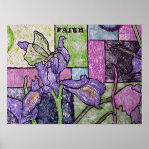 Poster Iris avec papillon