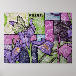 Poster Iris avec papillon