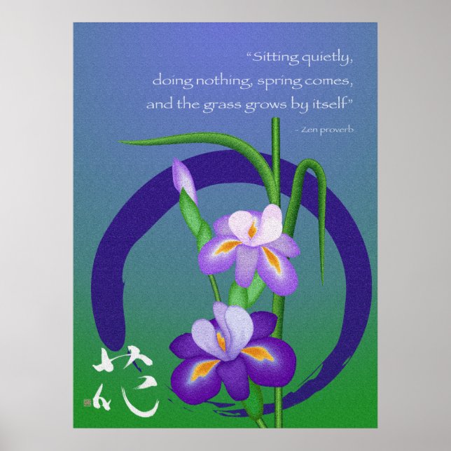 Poster Iris with Enso circle and Zen wisdom (Devant)