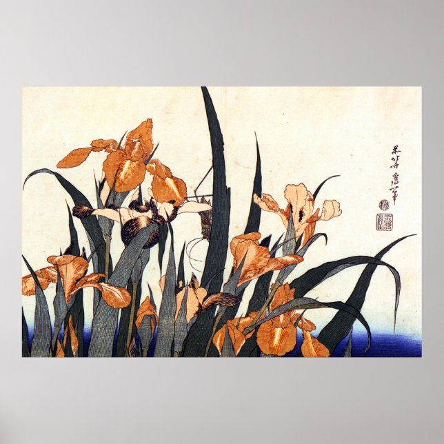 Poster Irises, Katsushika Hokusai (Devant)