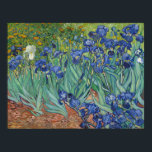 Poster Irises par Vincent Van Gogh<br><div class="desc">Irises de Vincent Van Gogh, huile sur toile 1889, est un tableau d'une parcelle de fleurs de violet et d'iris blanc en fleurs dans un jardin fleuri. Peint de la vie de l’artiste lors de son séjour à Arles, dans le sud de la France, le tableau construit des contours courts,...</div>
