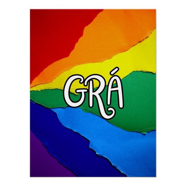 Poster Irish Rainbow Love - Grá signifie amour (Devant)