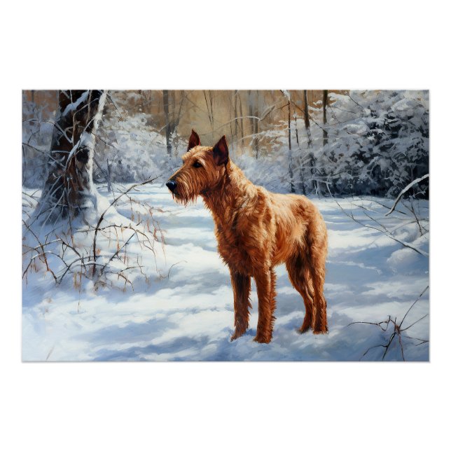 Poster Irish Terrier Laisser neiger Noël (Devant)