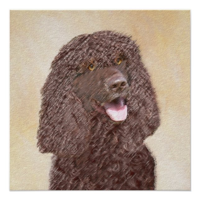 Poster Irish Water Spaniel Peinture - Original Dog Art (Devant)