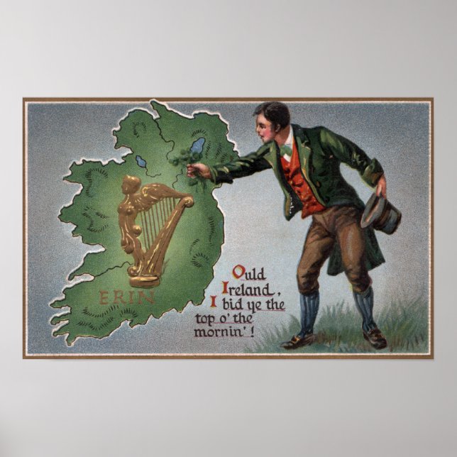 Poster Irishman propose des Shamrocks à l'Irlande (Devant)