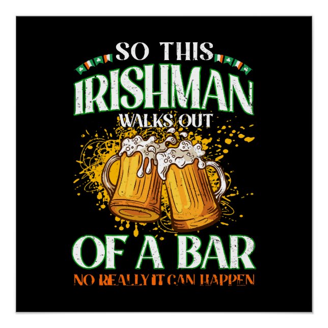 Poster Irlandais buvant de la bière St. Patrick's Day (Devant)