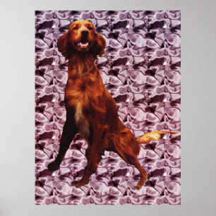 Poster irlandais Setter avec Lavendar Flower Motif