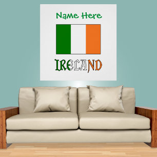 Poster Irlande et drapeau irlandais avec personnalisation