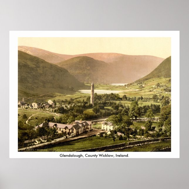 Poster Irlande vintage, 19ème siècle Glendalough Wicklow (Devant)