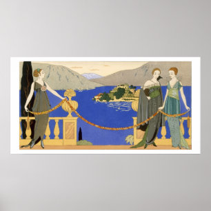 Poster Isola Bella, robes de soirée dessinées par Redfern