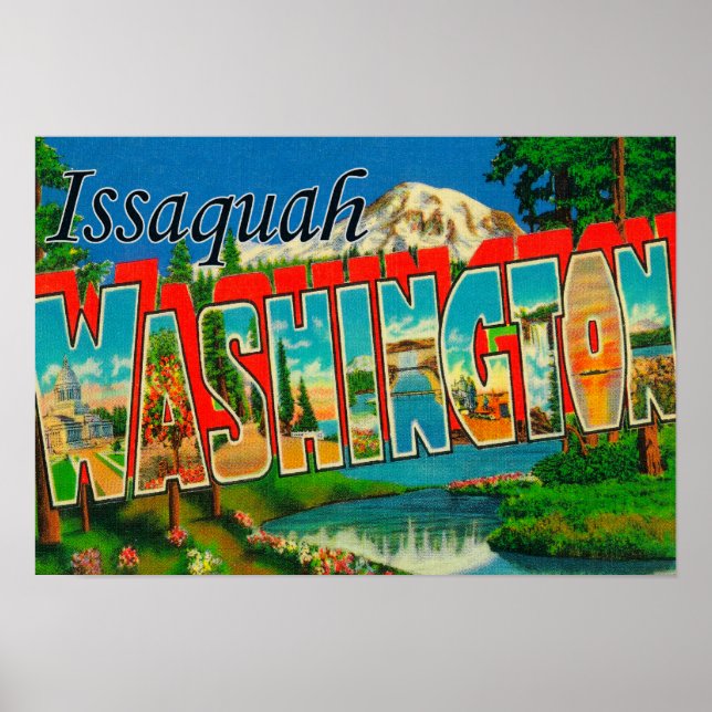 Poster Issaquah, Washington - Scènes de grandes lettres (Devant)