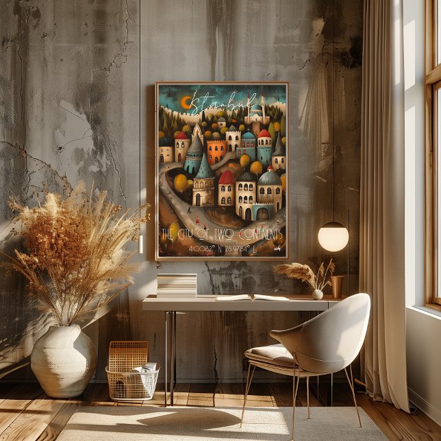 Poster Istanbul: The City of Two Continents - Whimsical  (Créateur téléchargé)