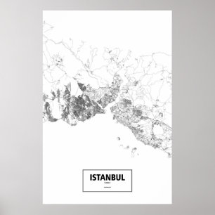 Poster Istanbul, Turquie (noir sur blanc)