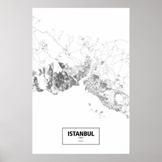 Poster Istanbul, Turquie (noir sur blanc)
