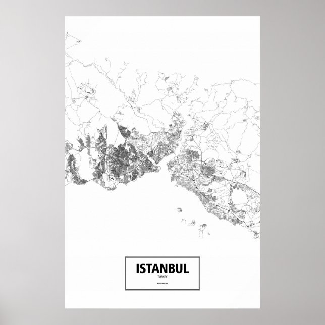 Poster Istanbul, Turquie (noir sur blanc) (Devant)