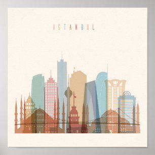 Poster Istanbul, Turquie   Ville Skyline