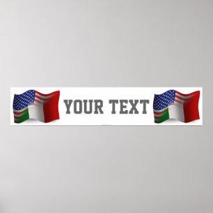Poster Italian-American Waving Flag Banner