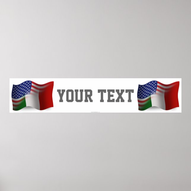 Poster Italian-American Waving Flag Banner (Devant)